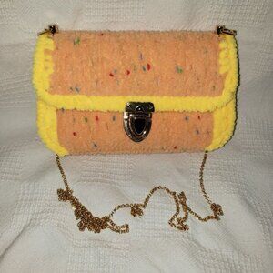 Handmade Orange Yellow Trim Confetti small purse